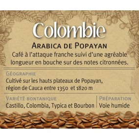 COLOMBIE, arabica de Popayan COLOMBIE, arabica de Popayan