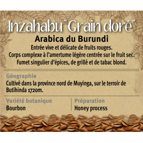 INZAHABU GRAIN DORE Arabica du Burundi INZAHABU GRAIN DORE Arabica du Burundi
